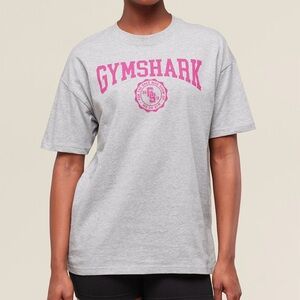 Gymshark Heather Collegiate Gray Tee with Pink Logo. 100% Cotton